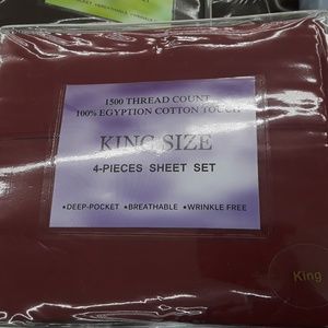 4pcs King size sheet set. Burgundy